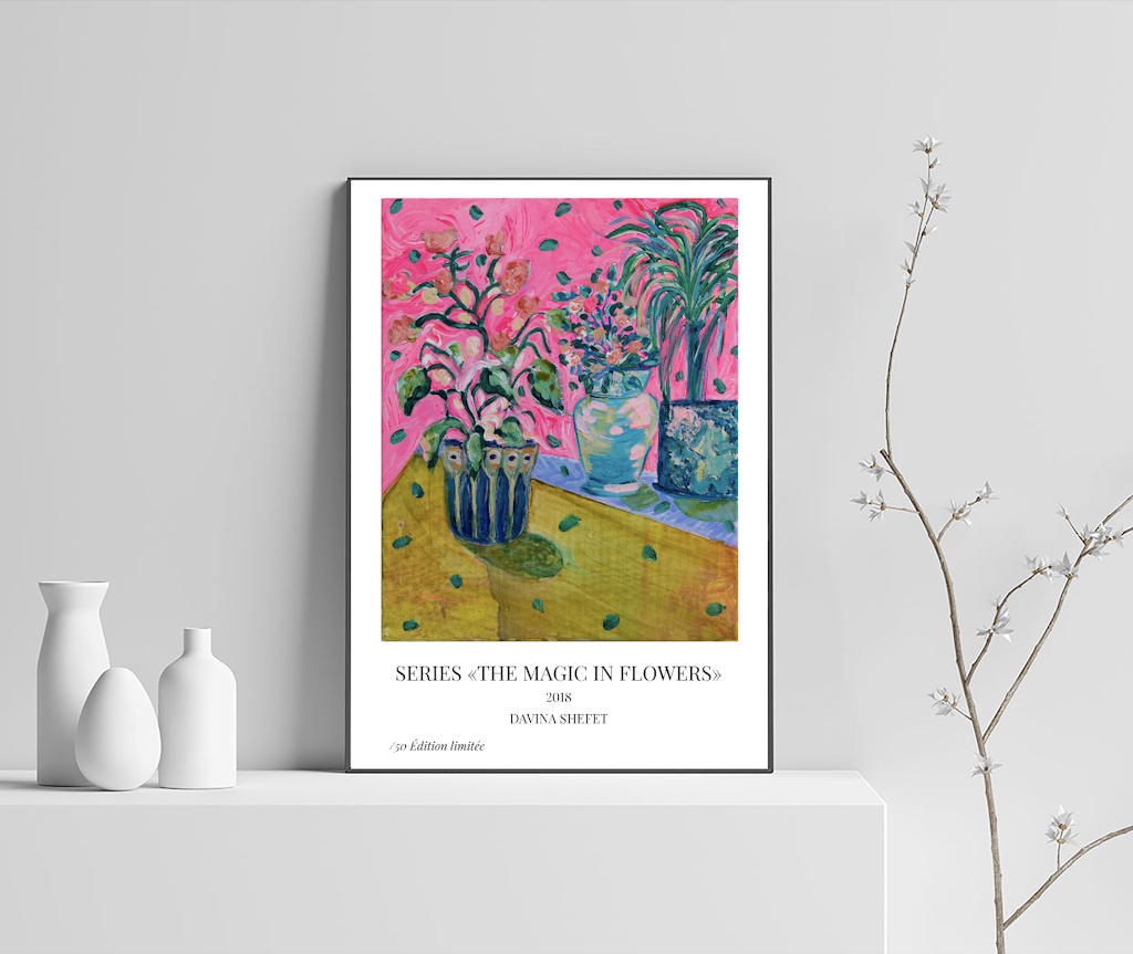 your little guru plakat blomster lyserød gul your little guru plakat blomster lyserød gul