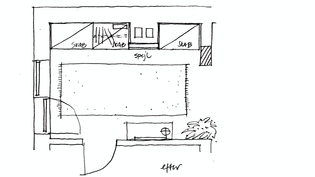Plantegning af entréen efter Lone Barslunds forslag Plantegning af entréen efter Lone Barslunds forslag
