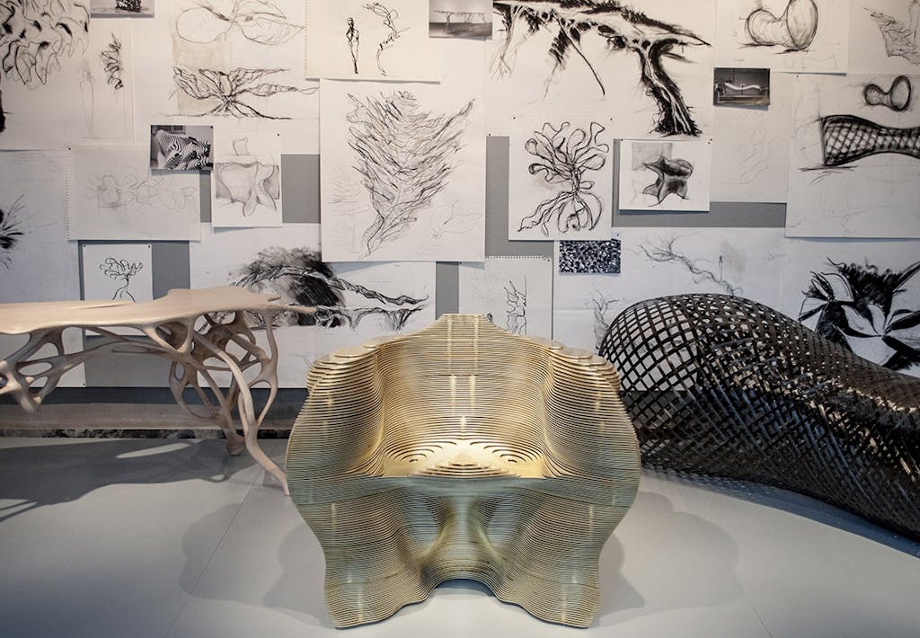 Mathias Bengtsson Organiske Transformationer slice chair brass stol unika-møbel dansk design Designmuseum Danmark