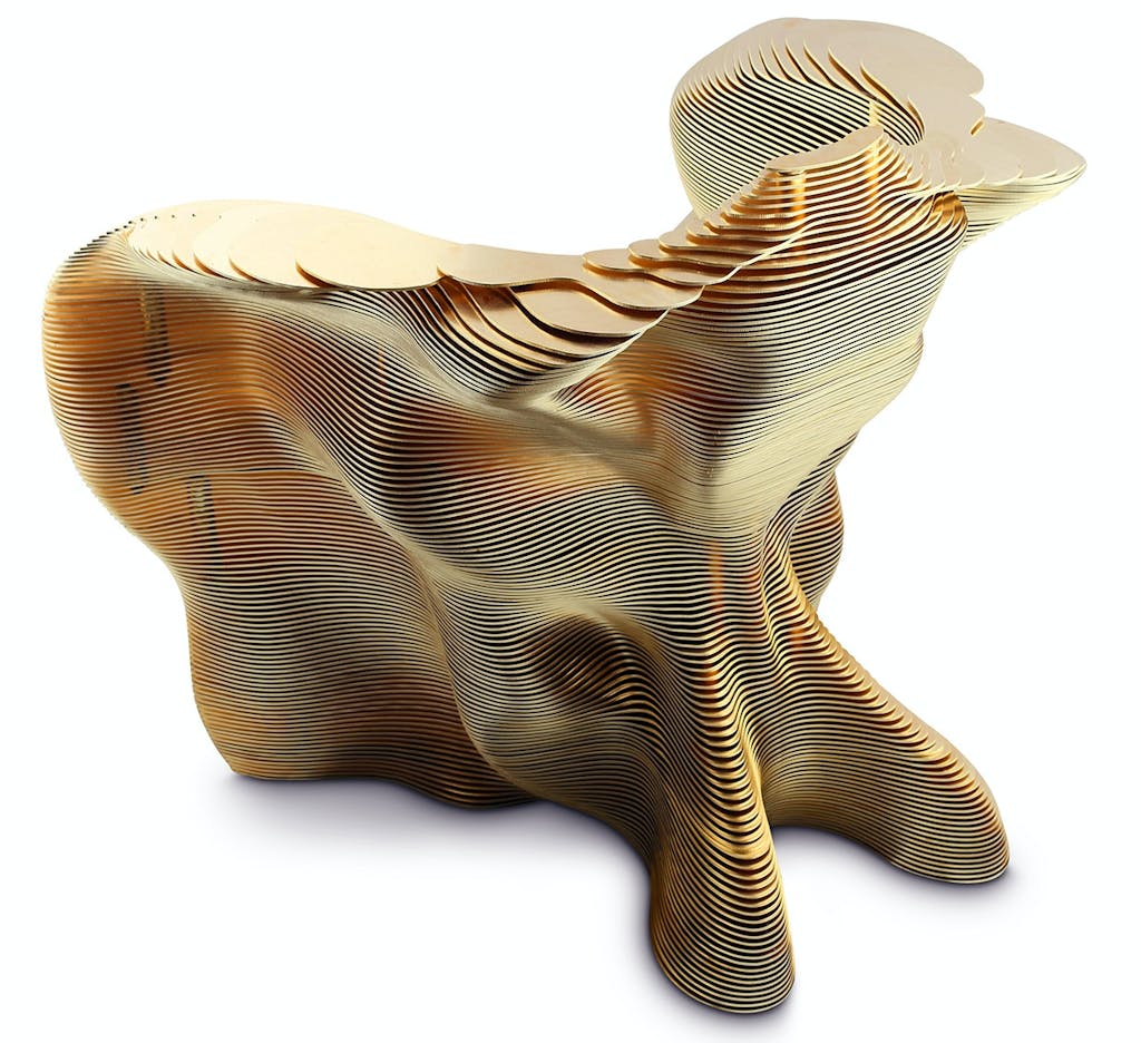 Mathias Bengtsson Organiske Transformationer slice chair brass stol unika-møbel dansk design Designmuseum Danmark