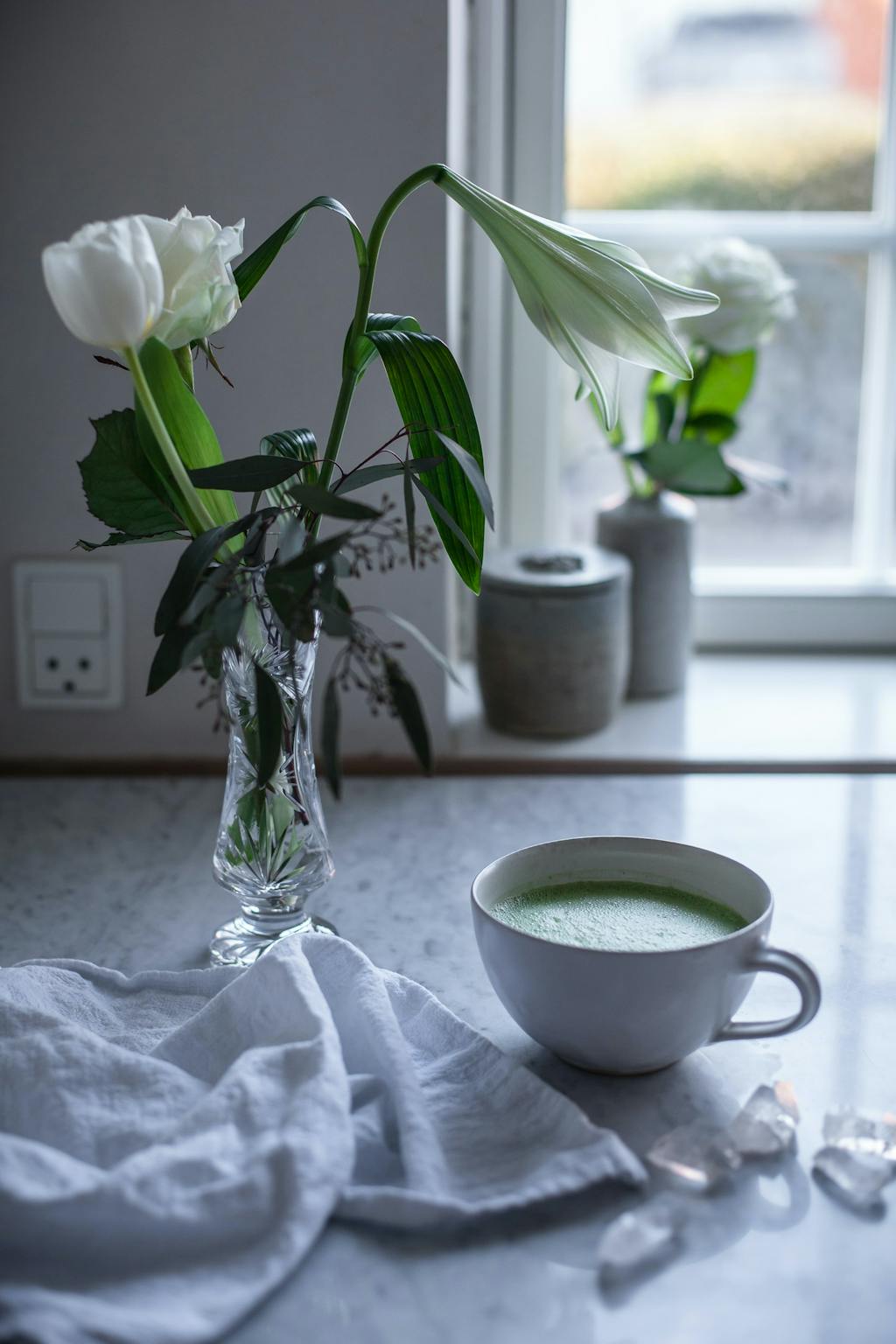 latte matcha latte kaffe grøn blomster