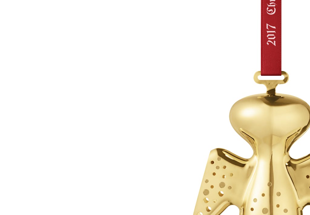 Georg Jensen julepynt af guld engel med rød snor