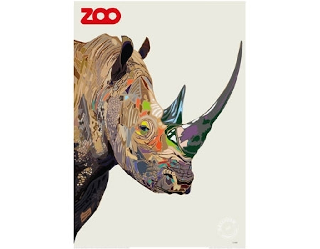 Michael Petersens plakat af et næsehorn lavet for zoo