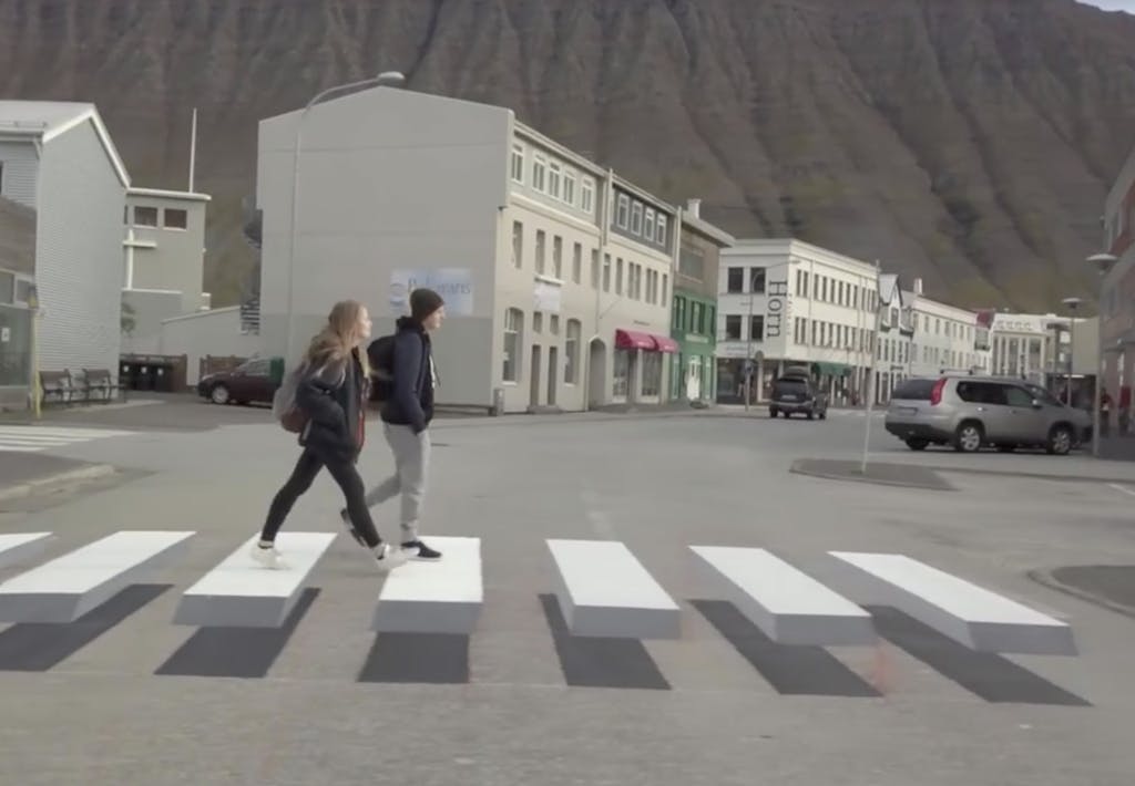 optisk illusion svævende fodgængerfelt