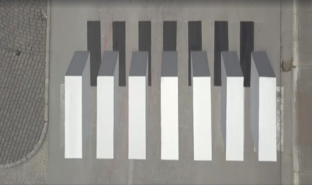 optisk illusion svævende fodgængerfelt