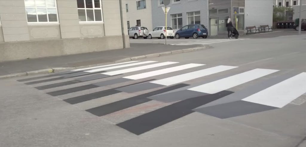 optisk illusion svævende fodgængerfelt