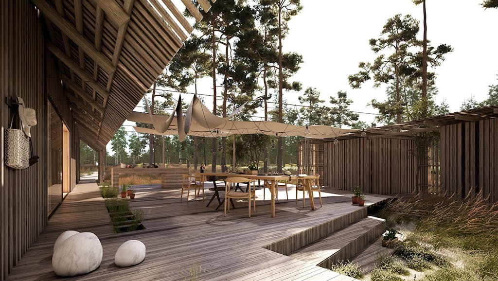 Erik Juul sommerhus med terrasse.