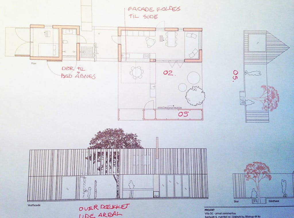 Tegningen af sommerhus med råd til dem, der vil have bygget nyt sommerhus.