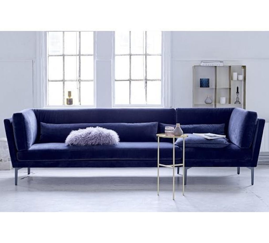 Bloomingville Rox Sofa i blå velour Bloomingville Rox Sofa i blå velour
