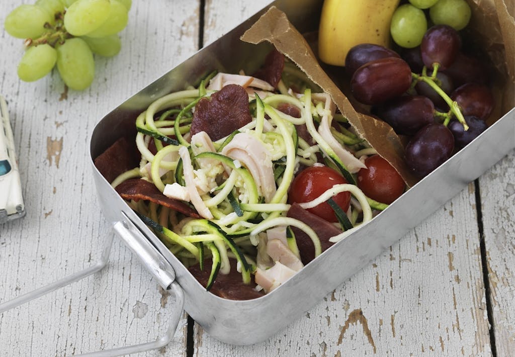 SQUASHPASTA – med kalkunbryst, sprød bacon og friskrevet parmesan