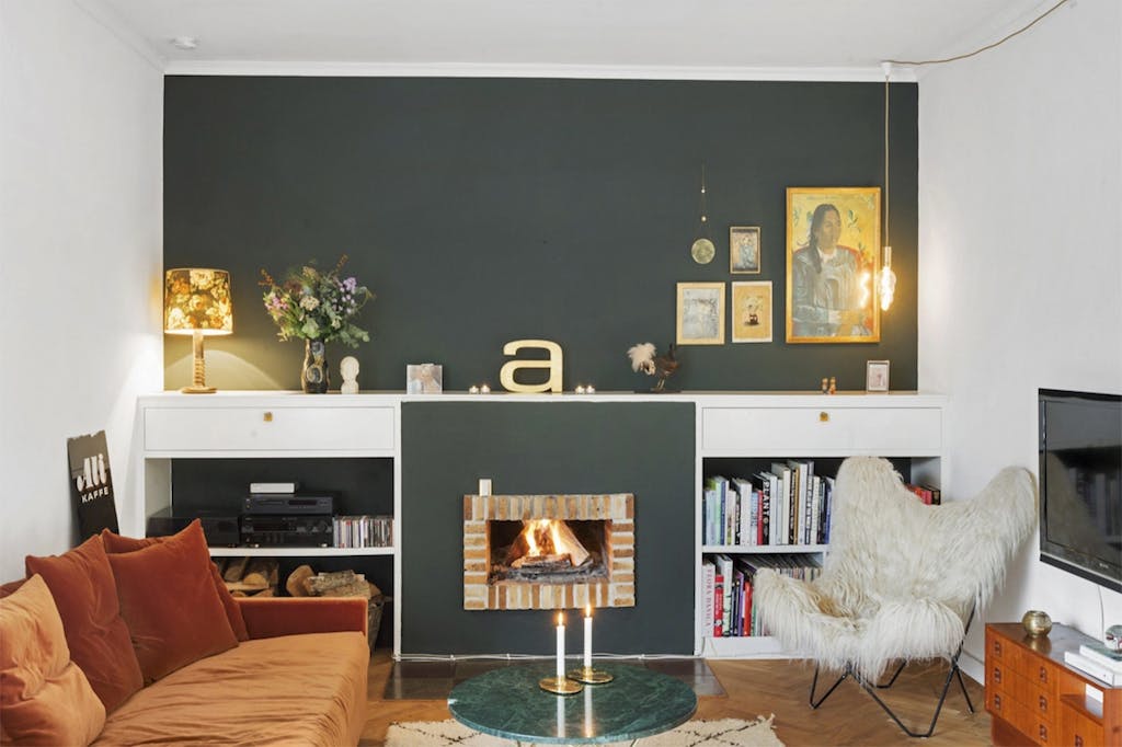 stue indretning aarstiderne kamin åbent ildsted pejs