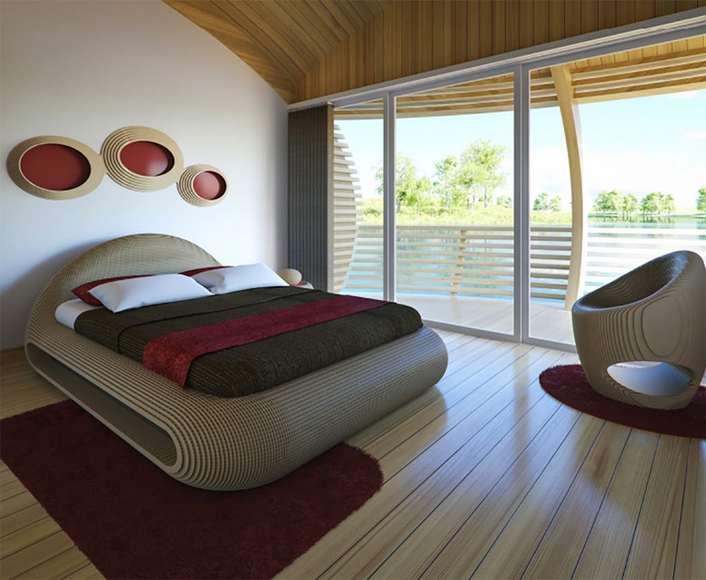 EcoFloLife soveværelse med adgang til balkon