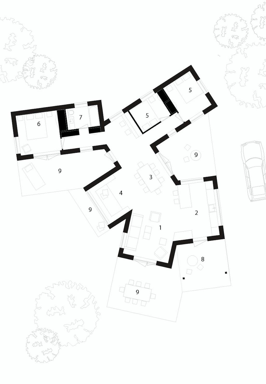 Plantegning over sommerhuset