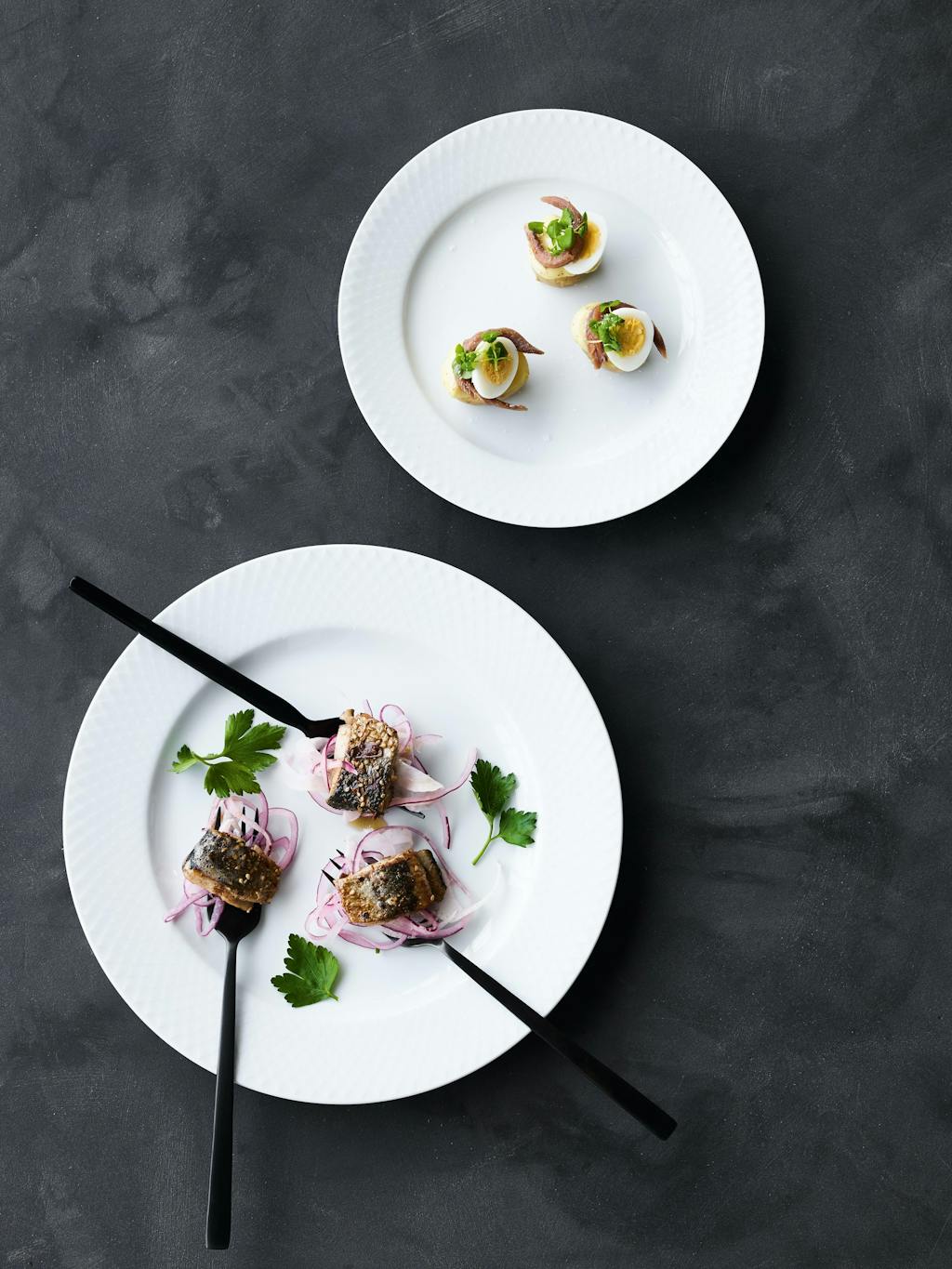 DUKKAHPANEREDE SILDEBIDDER MED FENNIKELSALAT