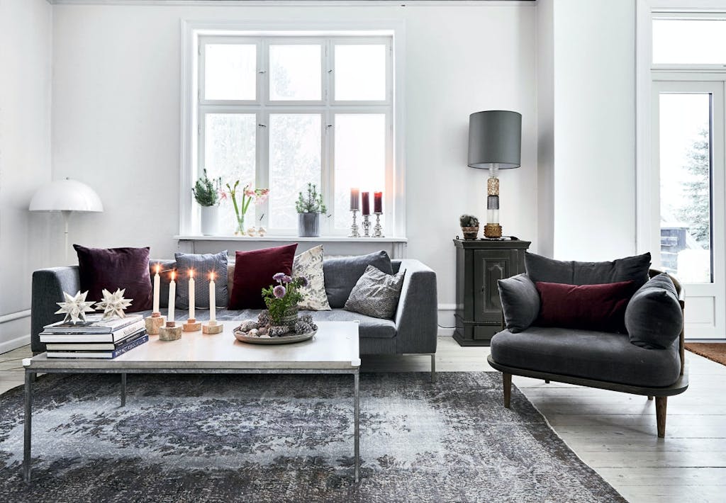 Stue i douche blå-grå nuancer