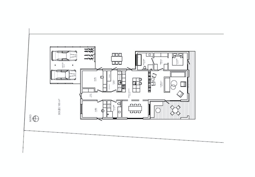 Plantegning af passivhuset i Hornbæk