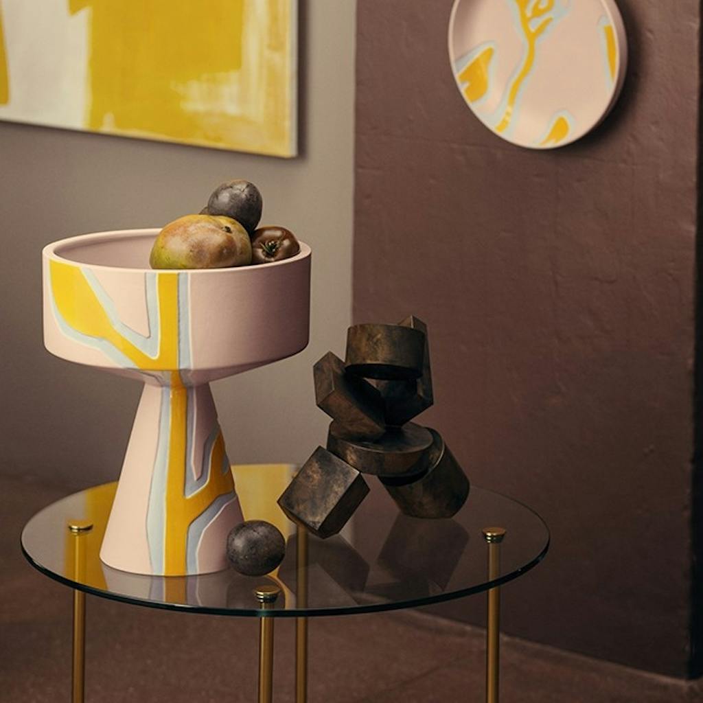 Midnatsblå, bordeaux, gul, pink og guld