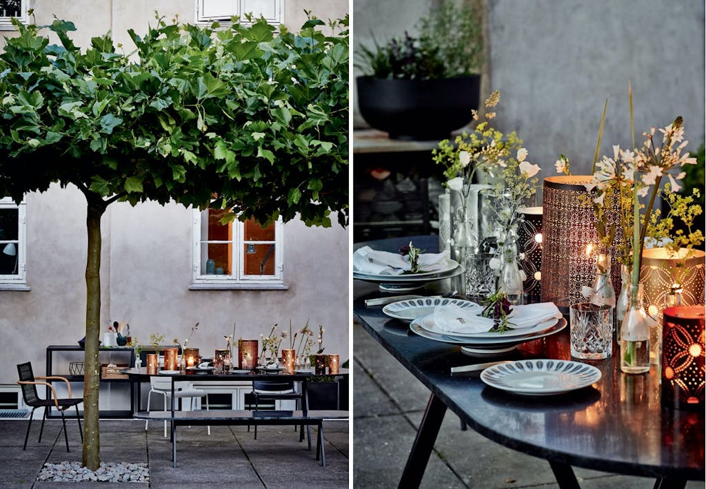 Sådan dækker du op til middag på terrassen