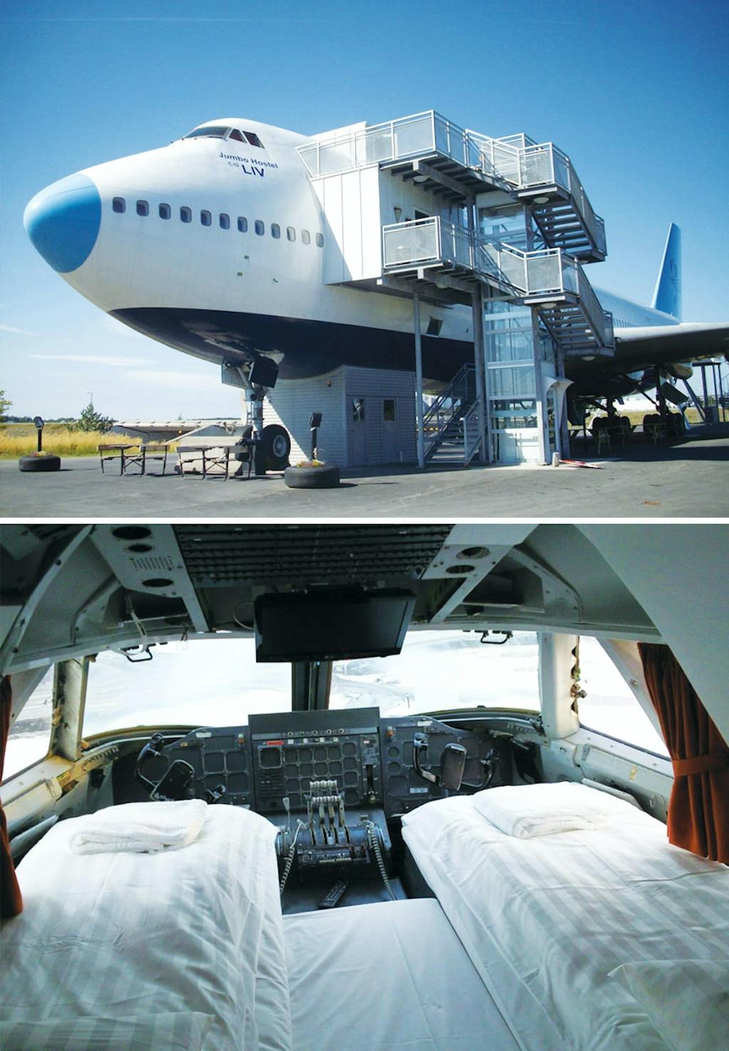 Overnat i cockpittet på en jumbojet