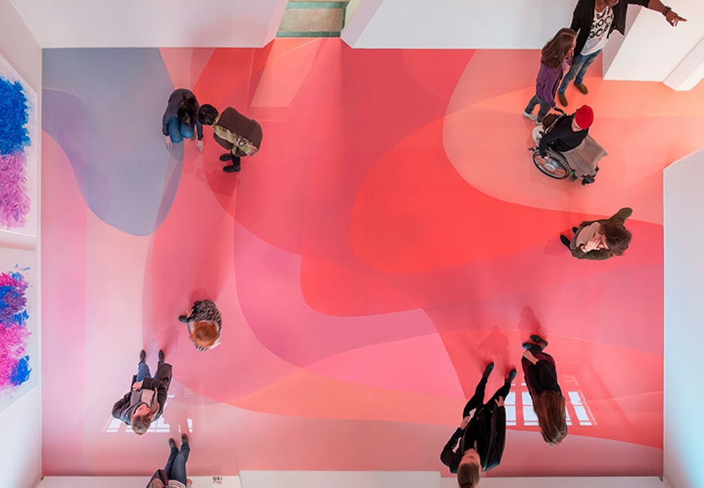 Farverigt epoxygulv af den tyske kunster, Peter ZImmermann.