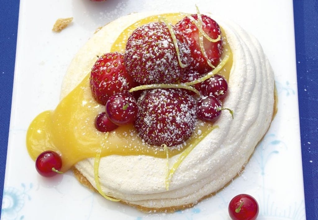 Marengs med jordbær, ribs og citroncreme