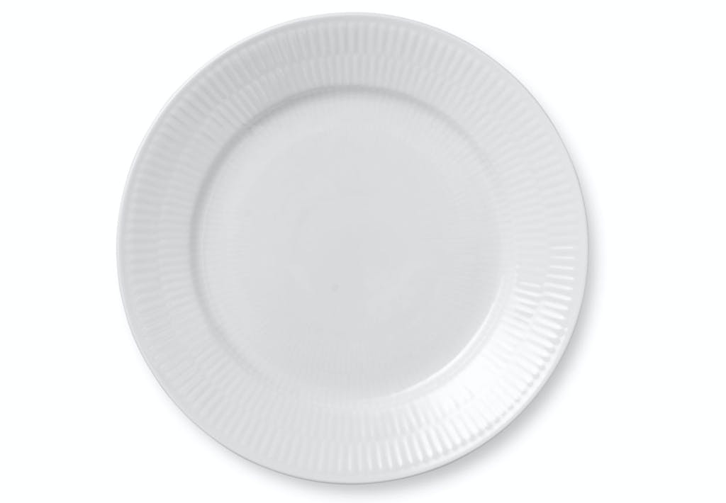 Hvid riflet tallerken fra Royal Copenhagen