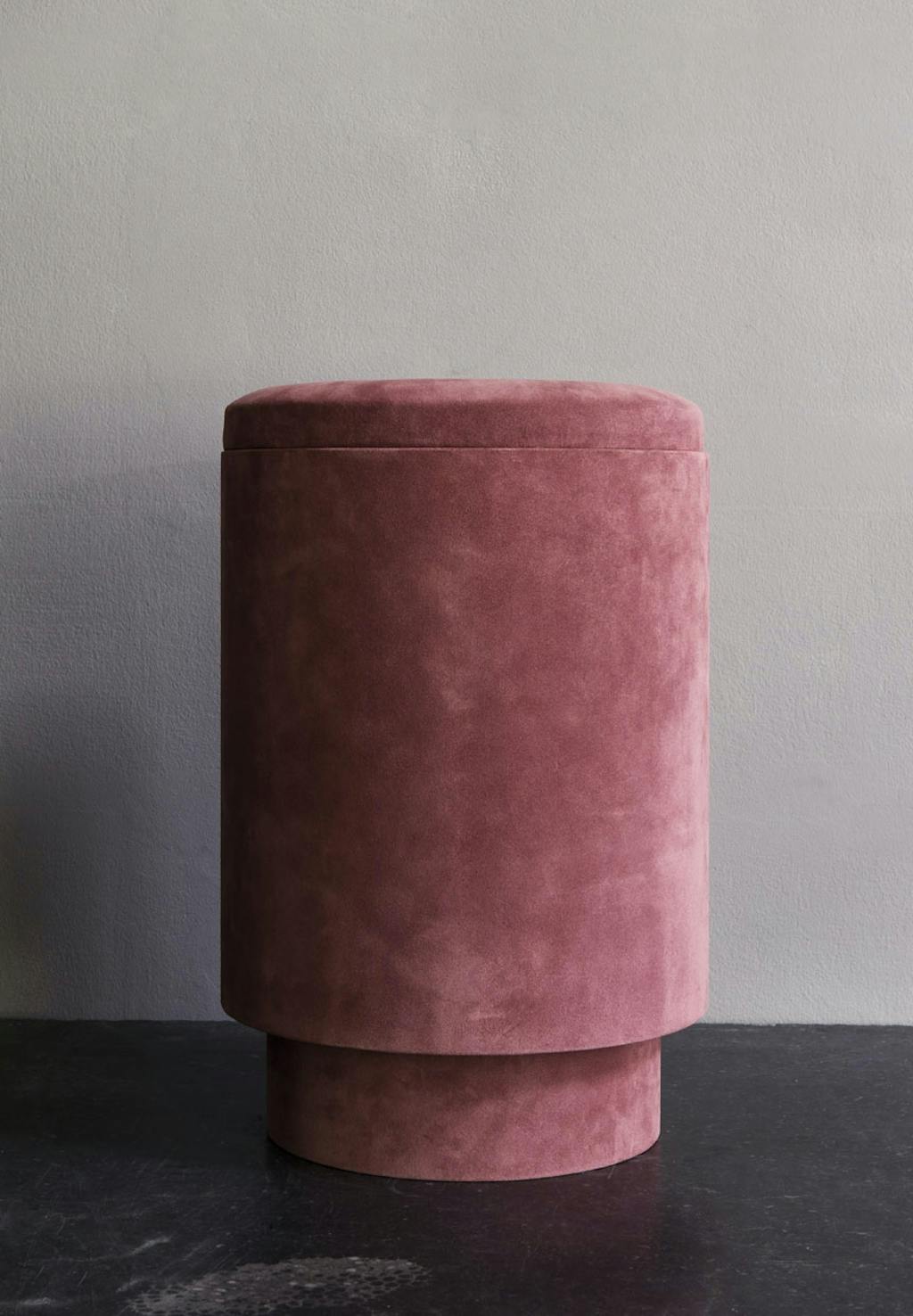 Puf i ruskind i farven Rose