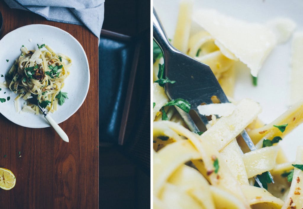 Fettucine med valnødder og citron