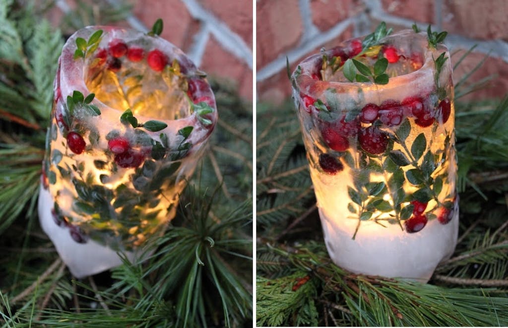 Frosne julelygter ved hoveddøren