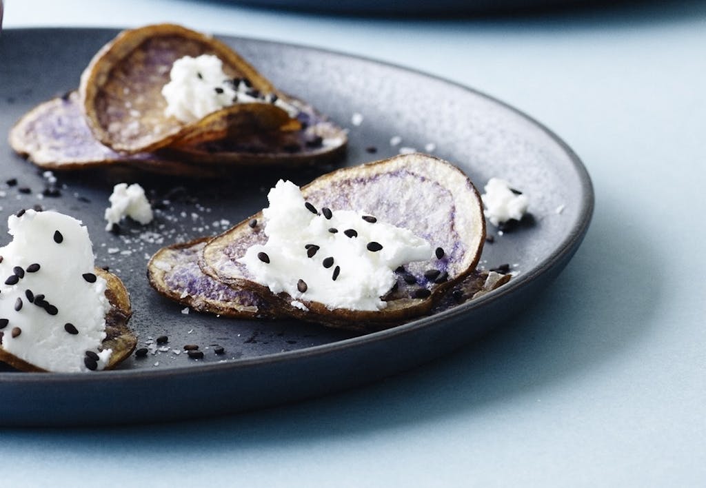 Blå chips med gedeost Blå chips med gedeost