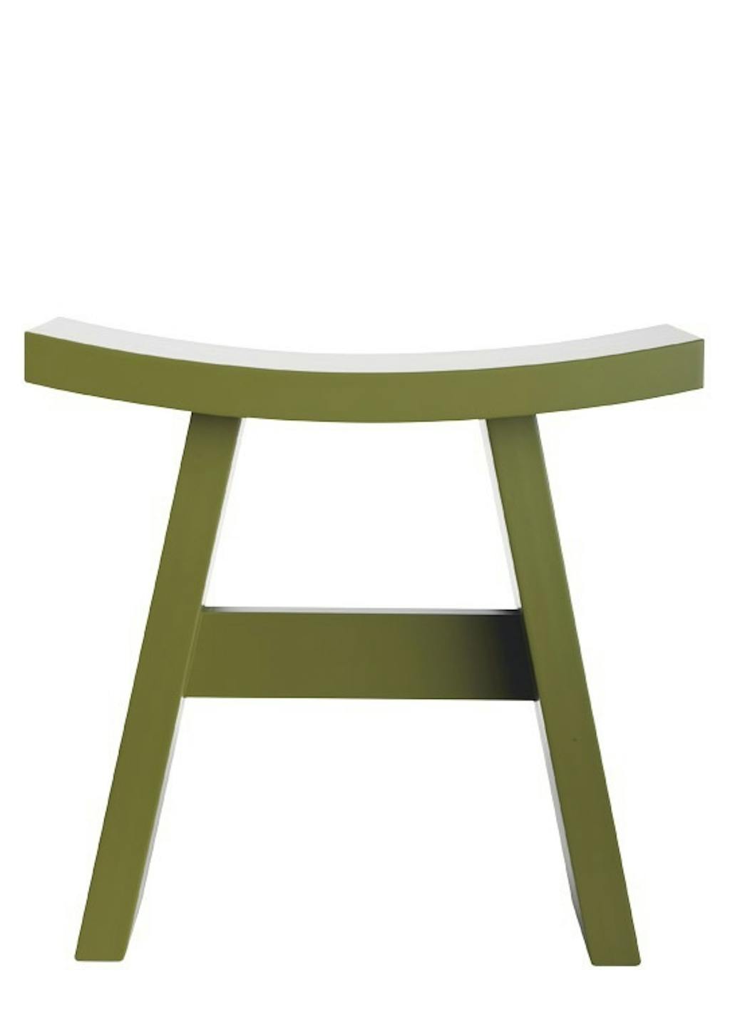 Skammel i træ med mosgrøn lak