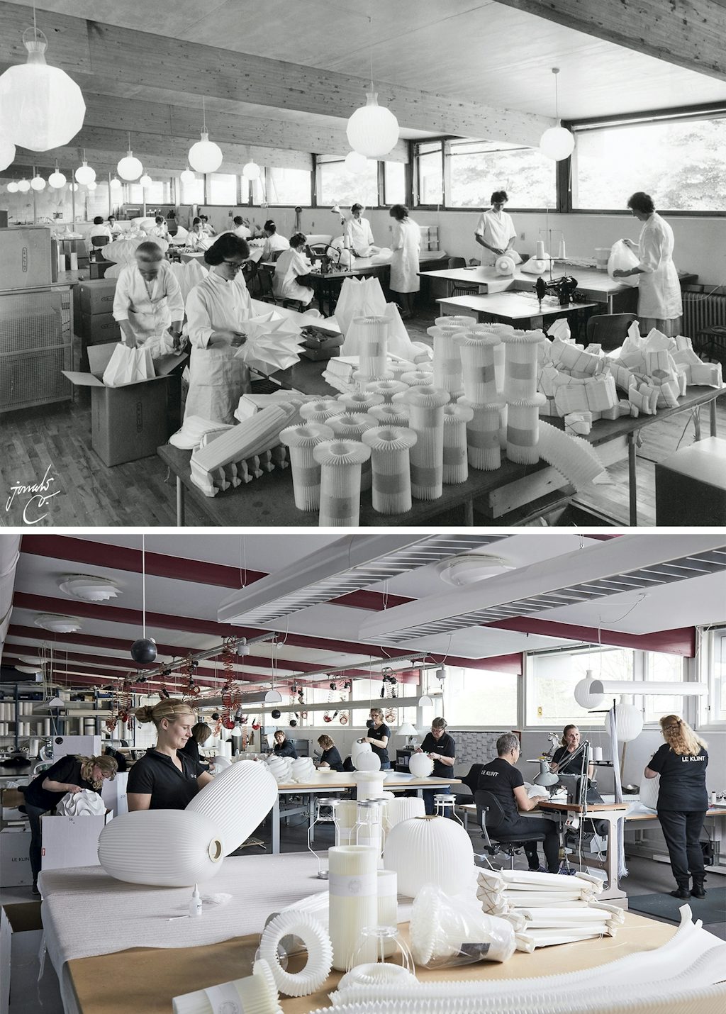 le klint lampe fabrik før efter