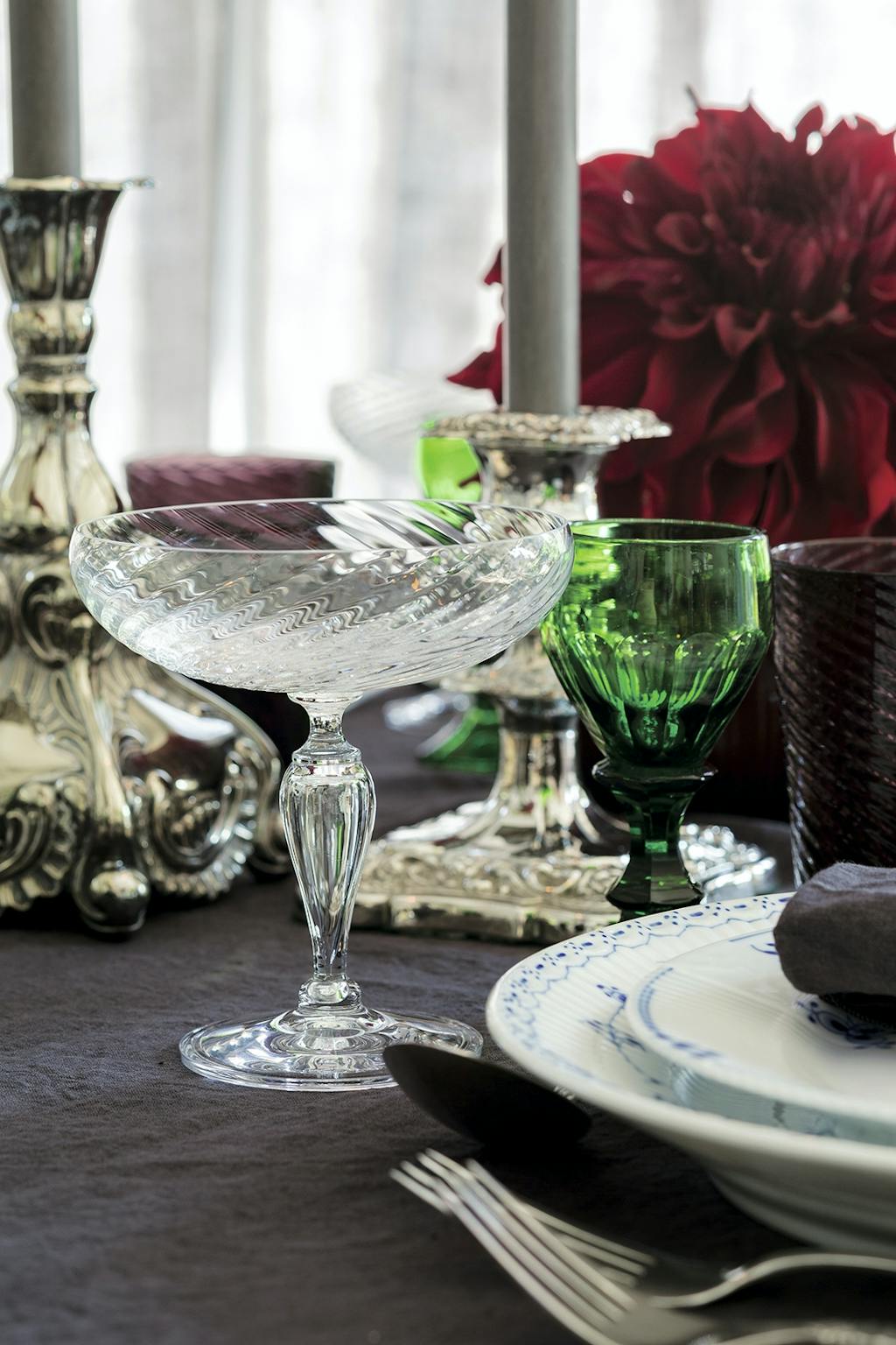 krystalglas vinglas borddækning