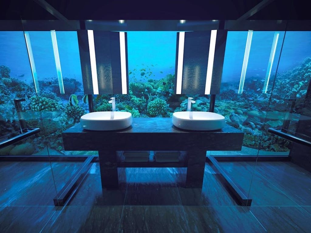 conrad muraka underwater hotel badeværelse udsigt