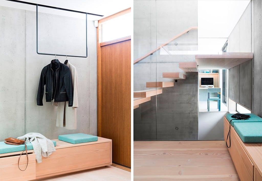 Svevende garderobe, svevende trapp