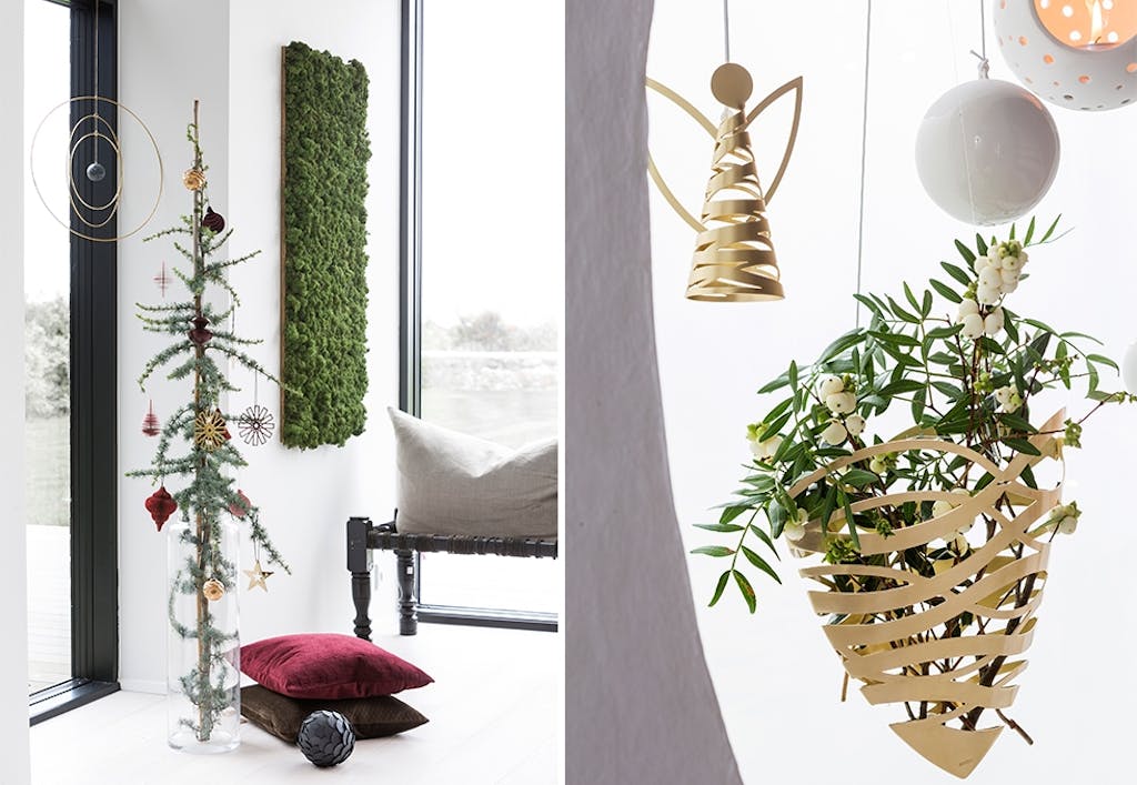 Vindu pyntet til advent med skandinavisk design