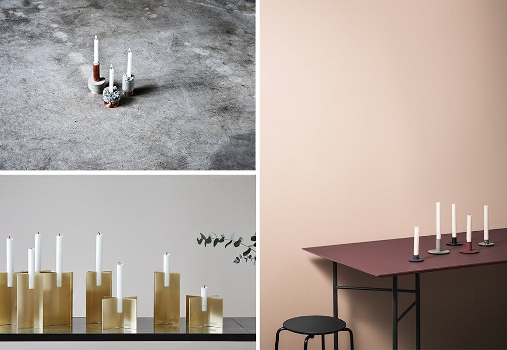 Moderne adventsstaker til minimalistisk, skandinavisk interiør