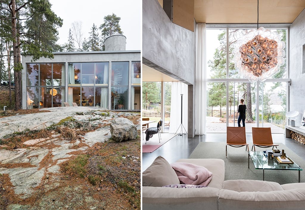 Arkitekttegnet betongbolig i Stockholms skjærgård