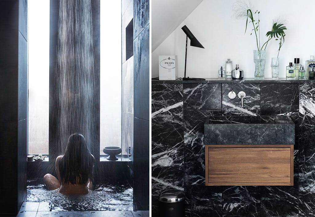 Unike bad med svart innredning