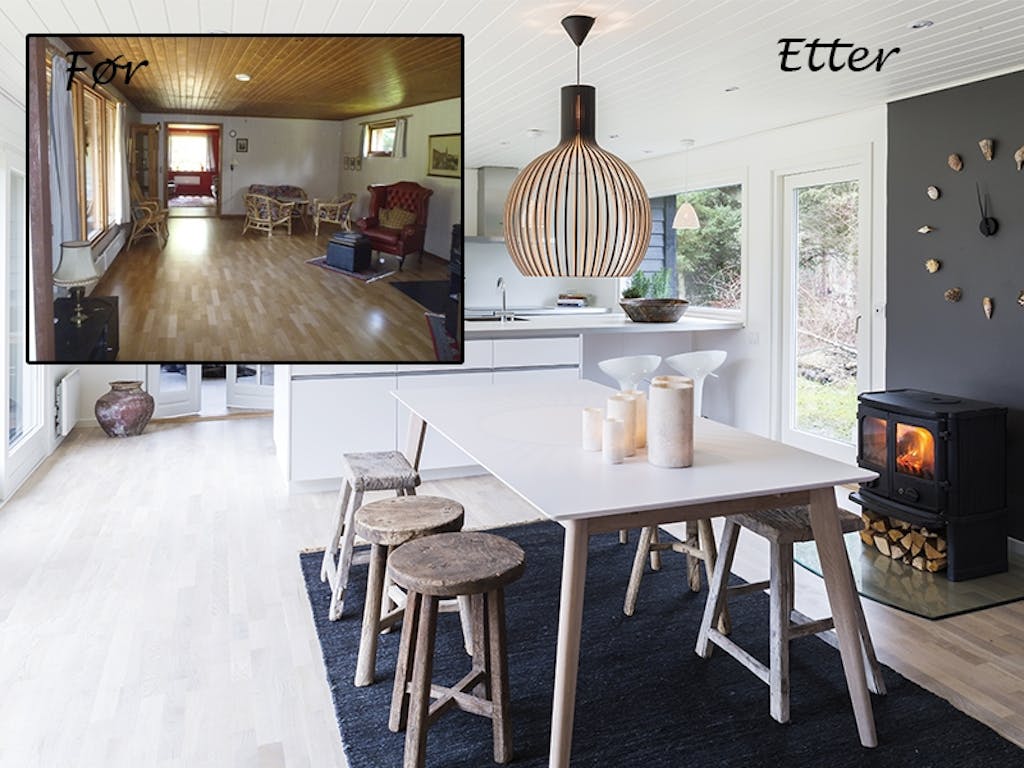 Hyttekjøkkenet før- og etter 