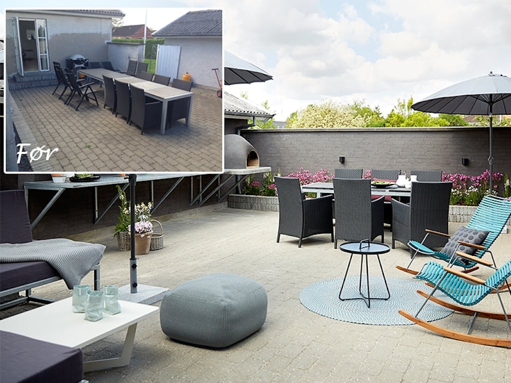 Terrassen før og etter 