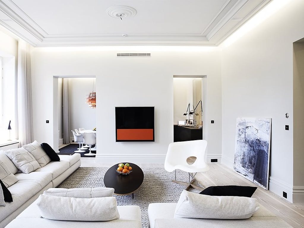 Stram design i stuen