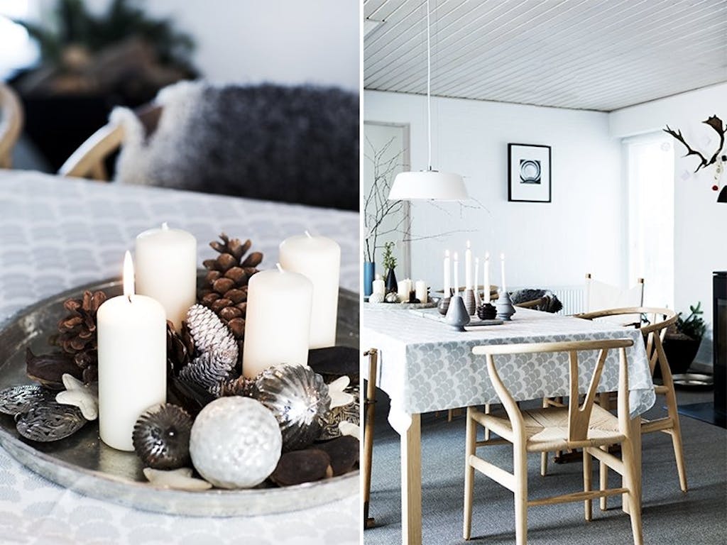 Naturlig pynt og stearinlys