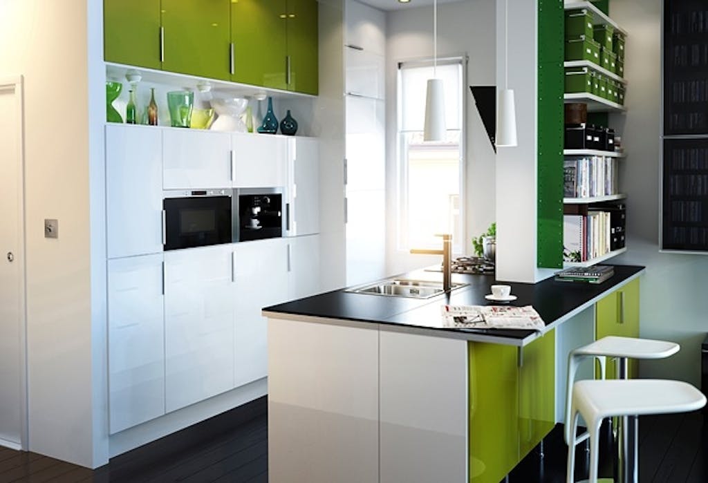 Grønt og trendy kjøkken