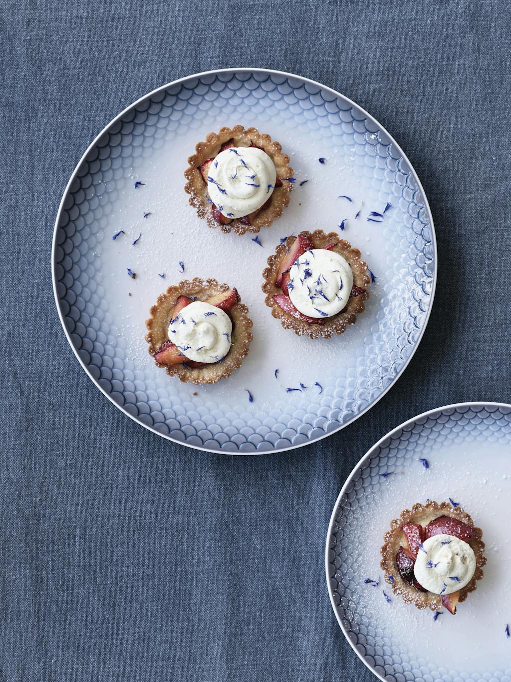 Blommetærte dessert med mascarponecreme