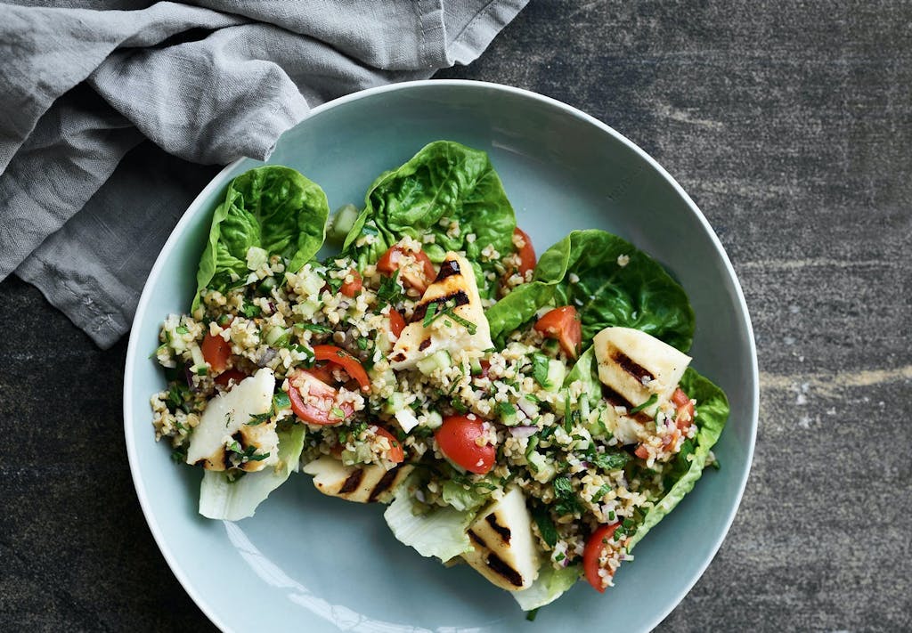 Tabouleh med grillet halloumi
