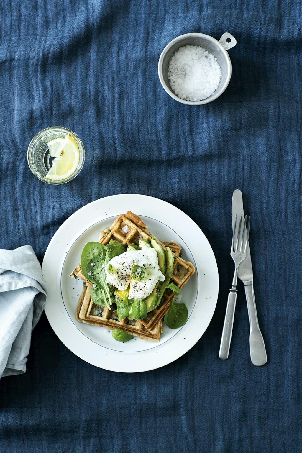 Belgiske fuldkornsvafler med spinat