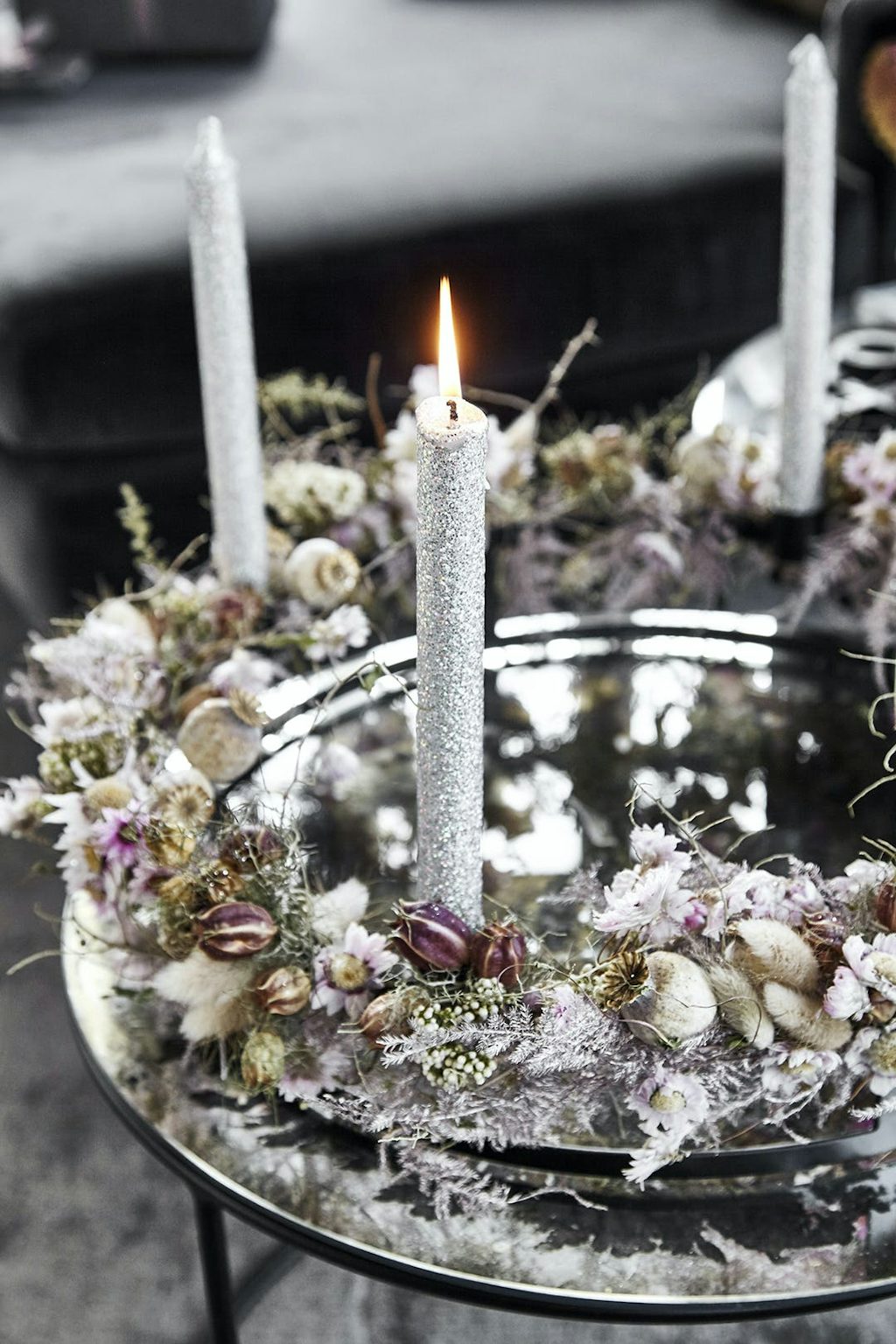 Adventskrans af evighedsblomster Adventskrans af evighedsblomster