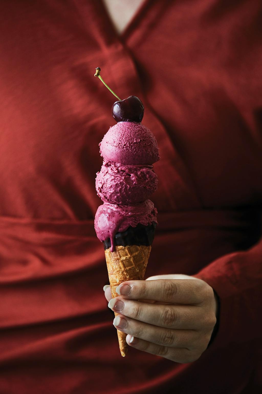 Vaffel med kirsebæris