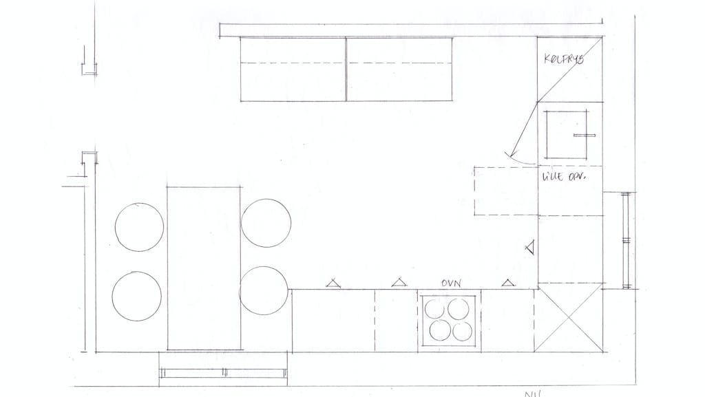 Birgits køkken plan - nu